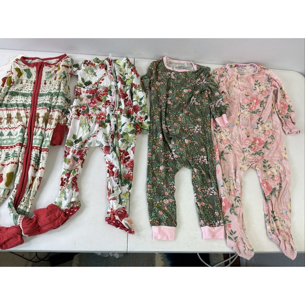 Magnetic Me Bamboo Footed Pajamas Girls 6-12 Month 4 PC LOT little sleepies